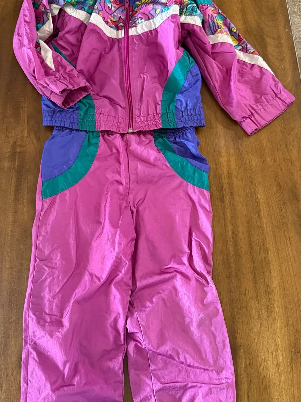 Vintage kids Colorblock Tracksuit Jacket & Pants - Pink, Teal, Purple